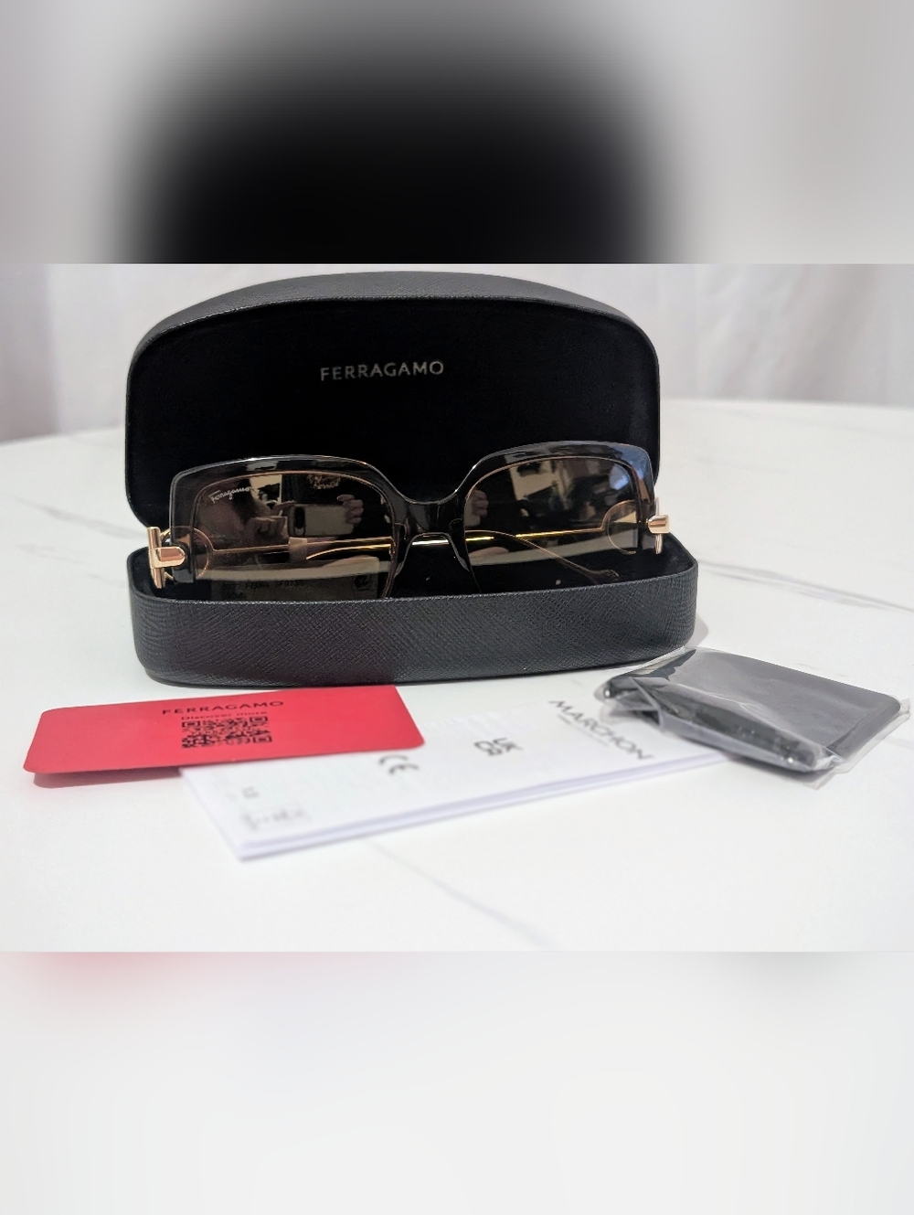 Salvatore Ferragamo SF913S Oversized Square Sunglasses Brown Gold New w/ Case - Picture 3 of 11
